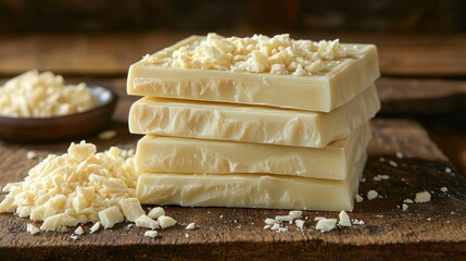 Stacked white chocolate bars