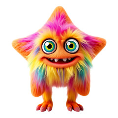 Obraz premium A cheerful, colorful star-shaped monster with big eyes and a wide smile.
