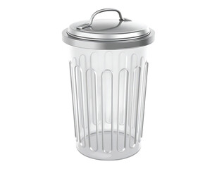 Shiny metal trash can with lid