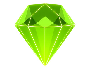 Glowing Green Emerald Gem with Faceted Crystal
