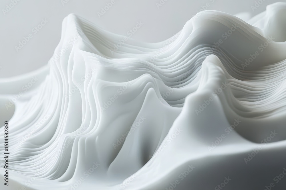 Leinwandbilder Abstract wave displacement surface creates a mesmerizing visual of undulating forms and textures, Abstract wave displacement surface