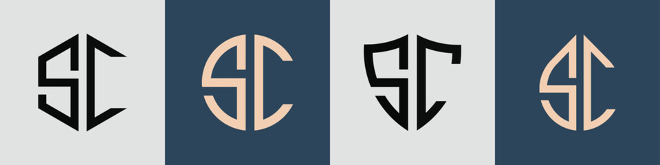 Creative simple Initial Letters SC Logo Designs Bundle.