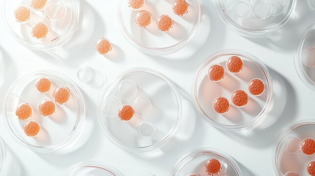 Photorealistic Symmetrical Composition of Petri Dishes with Liquid