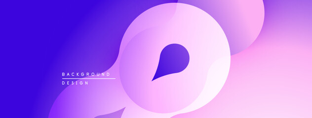 Abstract gradients form flowing shapes. Purple, blue, pink hues blend seamlessly creating modern visual effect. Minimalist design.