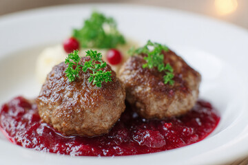 Swedish meatballs with lingonberry sauce