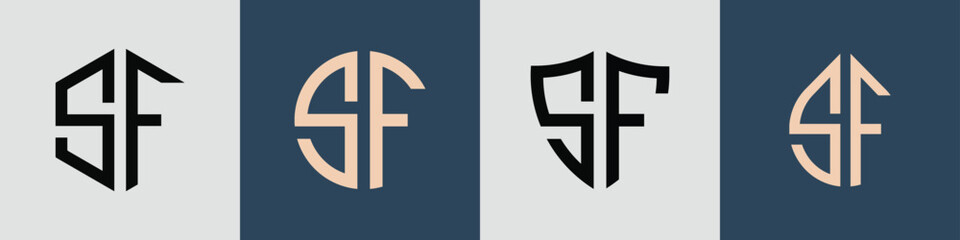 Creative simple Initial Letters SF Logo Designs Bundle.