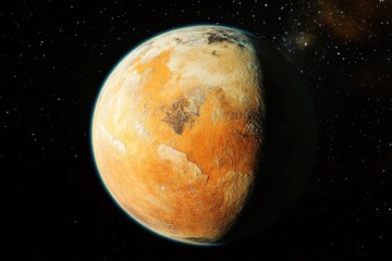 Naklejka premium Stunning vertical illustration of Earth showcasing its unique features from a distance in the cosmos, Vertical 3d illustration of the planet Earth from space