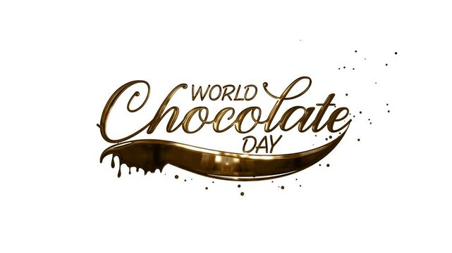 World Chocolate Day Animated Text with beautiful lettering in brown color. Perfect for greeting card and world chocolate day celebrations