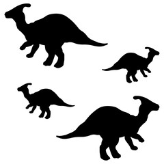 Dinosaur silhouette, Double Dinosaur set box icon, Dinosaur illustration, silhouette, set icon, silhouette, Dinosaur icon