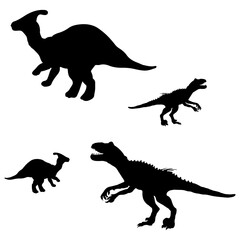 Dinosaur silhouette, Double Dinosaur set box icon, Dinosaur illustration, silhouette, set icon, silhouette, Dinosaur icon