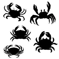 Crabs silhouette, Double Crabs set box icon, Crabs illustration, silhouette, set icon, silhouette, Crabs icon