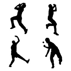 Cricket silhouette, Double Cricket set box icon, Cricket illustration, silhouette, set icon, silhouette, Cricket icon