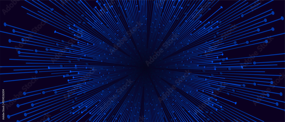 Aufkleber blue lines with circles extend from a dark center