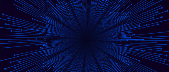 Blue lines with circles extend from a dark center