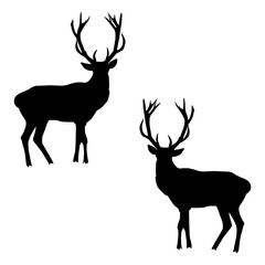 Reindeer silhouette, Double Reindeer set box icon, Reindeer illustration, silhouette, set icon, silhouette, Reindeer icon