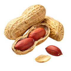 Close up shot of shelled and unshelled peanuts showcasing healthy snacks and food photography.