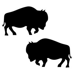Bison silhouette, Double Bison set box icon, Bison illustration, silhouette, set icon, silhouette, Bison icon