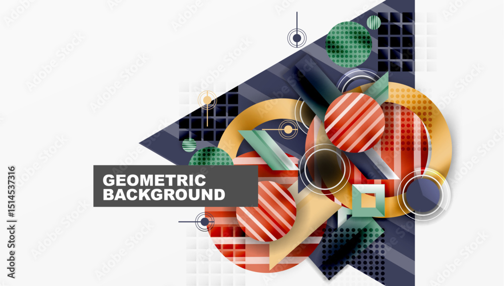 Poster abstract geometric composition. overlapping shapes, vibrant colors, modern design. minimalist aesthe