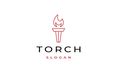 torch line art logo design vector illustration, torch logo template