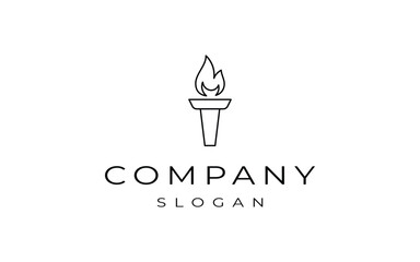 torch line art logo design vector illustration, torch logo template