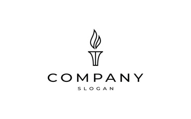 torch line art logo design vector illustration, torch logo template
