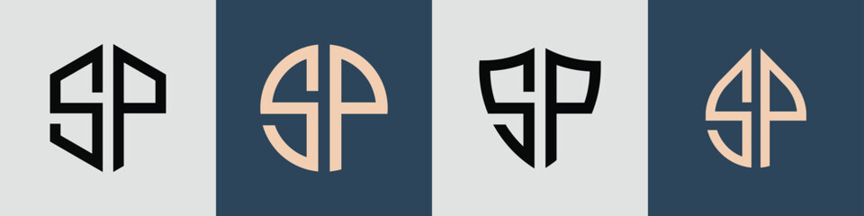 Obraz premium Creative simple Initial Letters SP Logo Designs Bundle.