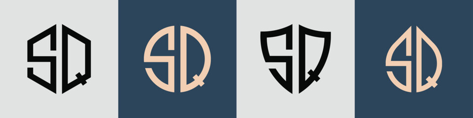 Creative simple Initial Letters SQ Logo Designs Bundle.