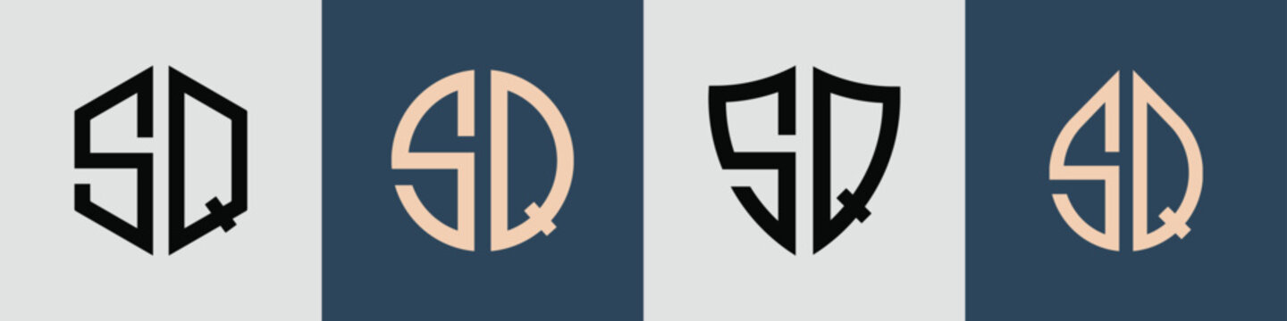 Creative simple Initial Letters SQ Logo Designs Bundle.