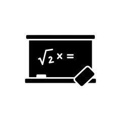 Chalkboard with Math Equation and Eraser on Classroom Wall