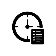 Clock with checklist overlay isolated on white background close up concept