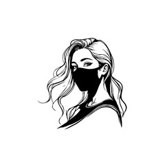 Woman in a protective mask vector illustration for health and safety awareness