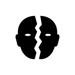 Human Face Split with Chip Technology and AI Integration Icon