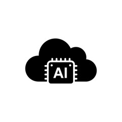 Pixel Cloud with AI Mark Icon Representing Artificial Intelligence and Data Cloud