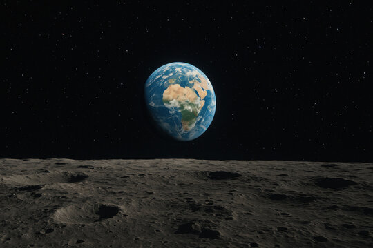 Earth viewed from the moon's surface.