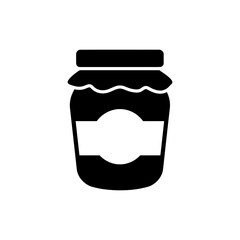 Glass Jar of Jam with Lid on White Background