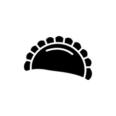 Half-moon shaped pierogi dumpling isolated on white background