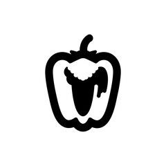 Half of roasted red pepper showing charred skin isolated on white