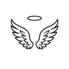 Fototapeta premium Angel wings open icon vector silhouette