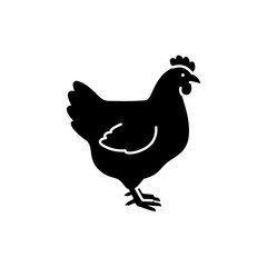 Silhouette of whole chicken isolated on white background