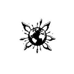 Graphic Earth with Splatter Illustration for Environment or Travel Designs Concept