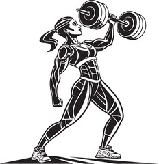 Fototapeta premium female fitness athlete silhouette vector graphic art, bodybuilder vector