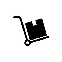 Shipping Box on Dolly Hand Truck for Cargo Transport Logistics