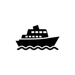Simple ferry icon with waves representing water transport and boat travel