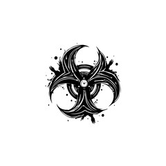 Grunge styled biohazard symbol illustration, conveying a sense of danger and contamination