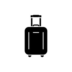 Suitcase handle extended upright on white background for travel convenience