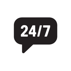Obraz premium Chat bubble 247 icon vector silhouette