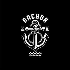 Nautical Anchor Rope Emblem Design.