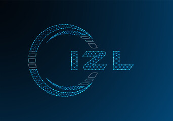 IZL low poly letter logo vector design. IZL lower poly logo design. Low poly logo.