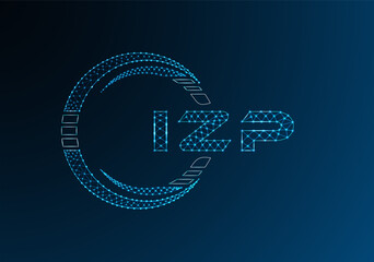 IZP low poly letter logo vector design. IZP lower poly logo design. Low poly logo.
