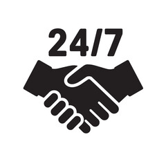 Fototapeta premium Handshake 247 service icon vector silhouette